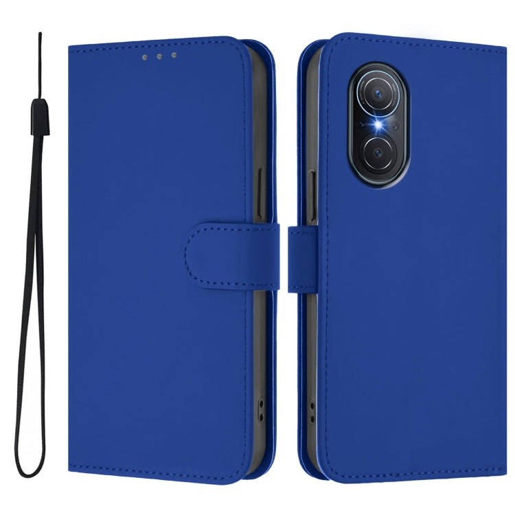 For Honor 50 SE / Huawei nova 9 SE Skin Feel Solid Color Leather Phone Case with Lanyard