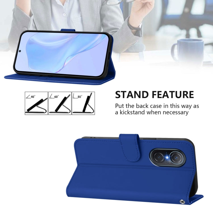 For Honor 50 SE / Huawei nova 9 SE Skin Feel Solid Color Leather Phone Case with Lanyard