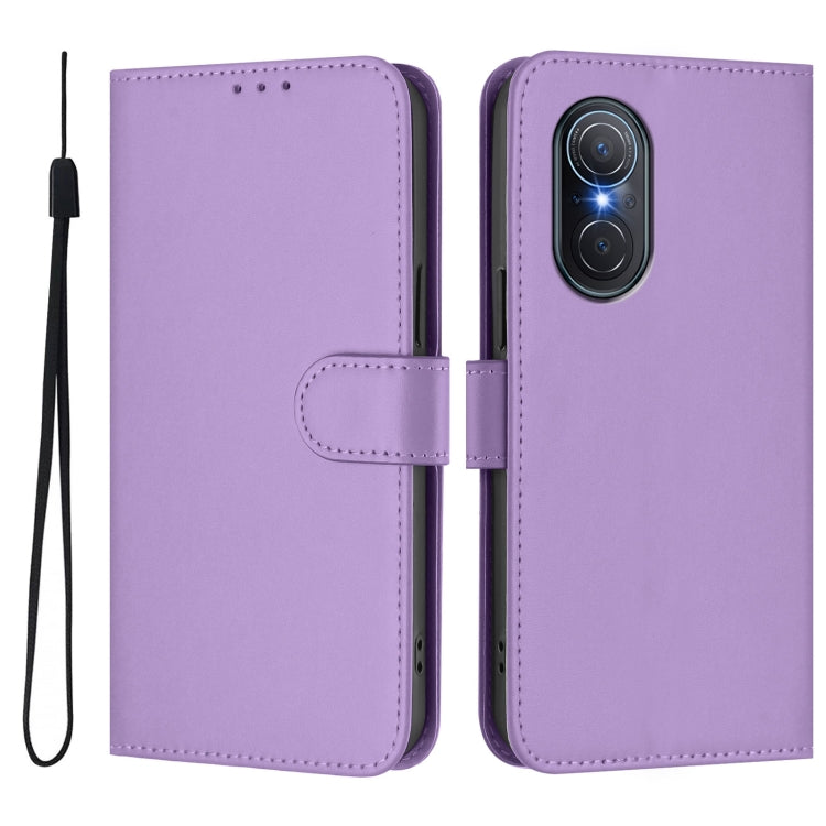 For Honor 50 SE / Huawei nova 9 SE Skin Feel Solid Color Leather Phone Case with Lanyard