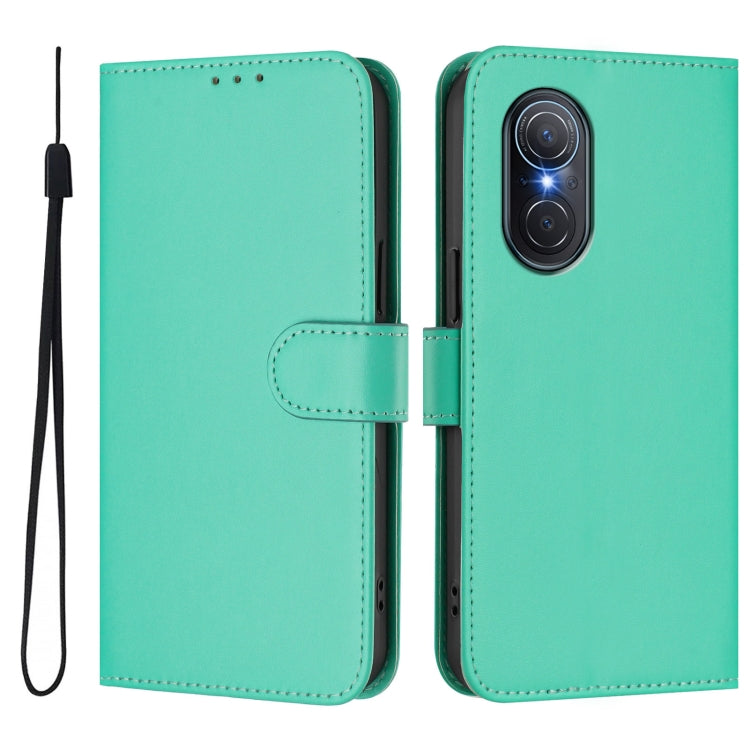 For Honor 50 SE / Huawei nova 9 SE Skin Feel Solid Color Leather Phone Case with Lanyard
