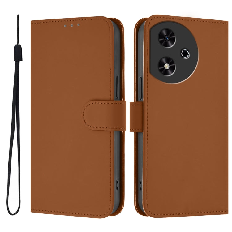 For Honor Play 50 Skin Feel Solid Color Leather Phone Case with Lanyard