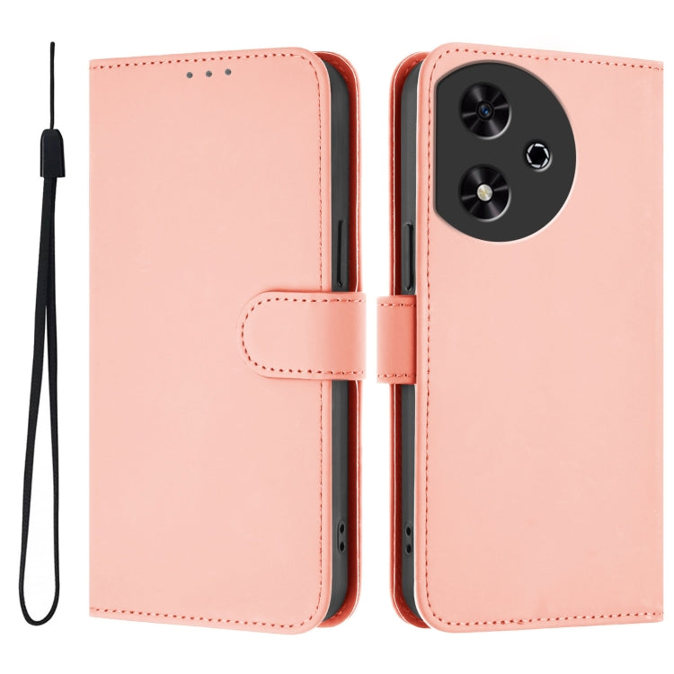 For Honor Play 50 Skin Feel Solid Color Leather Phone Case with Lanyard