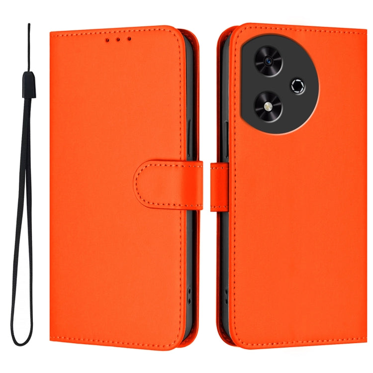 For Honor Play 50 Skin Feel Solid Color Leather Phone Case with Lanyard