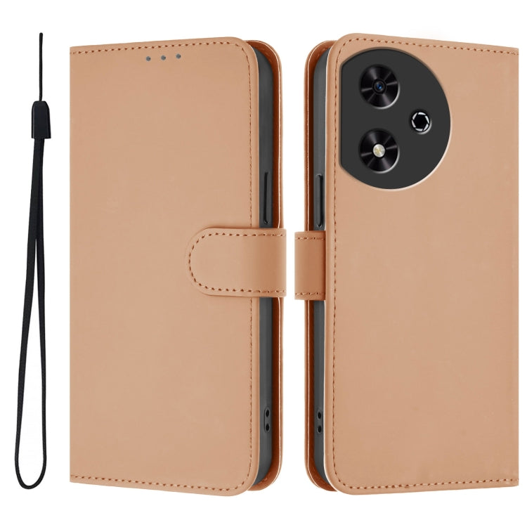 For Honor Play 50 Skin Feel Solid Color Leather Phone Case with Lanyard