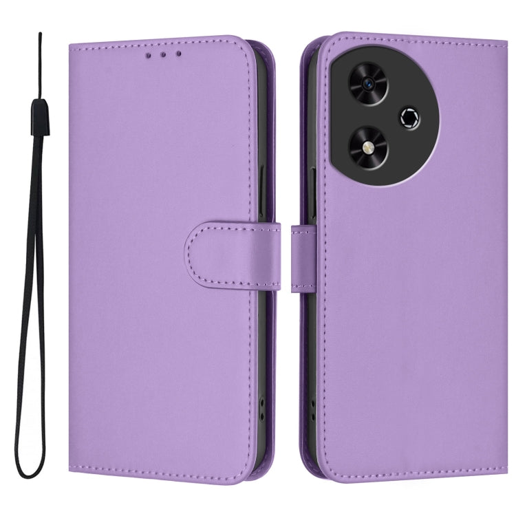For Honor Play 50 Skin Feel Solid Color Leather Phone Case with Lanyard