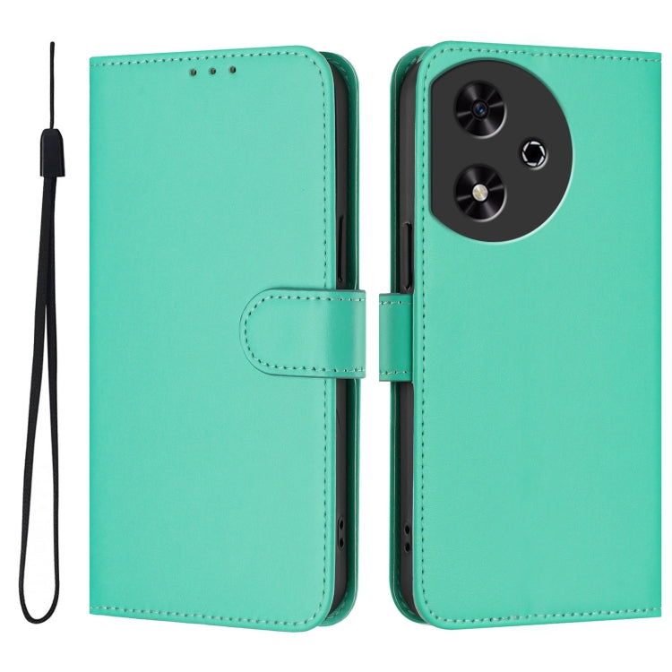 For Honor Play 50 Skin Feel Solid Color Leather Phone Case with Lanyard