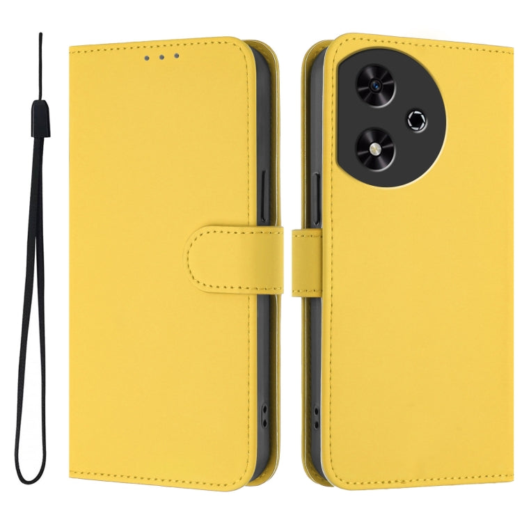 For Honor Play 50 Skin Feel Solid Color Leather Phone Case with Lanyard