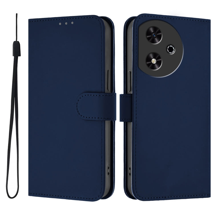 For Honor Play 50 Skin Feel Solid Color Leather Phone Case with Lanyard