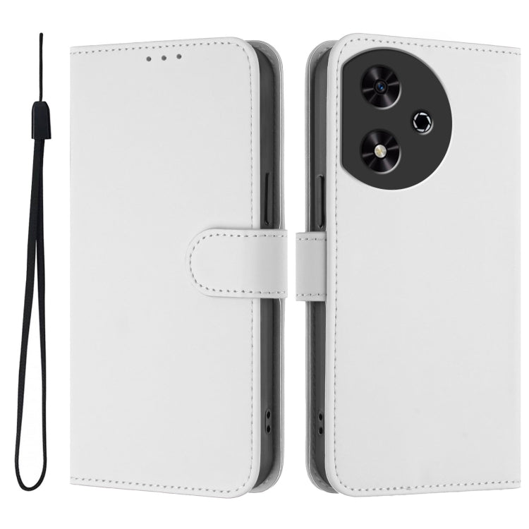 For Honor Play 50 Skin Feel Solid Color Leather Phone Case with Lanyard