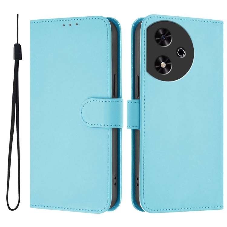 For Honor Play 50 Skin Feel Solid Color Leather Phone Case with Lanyard