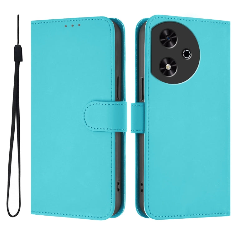 For Honor Play 50 Skin Feel Solid Color Leather Phone Case with Lanyard