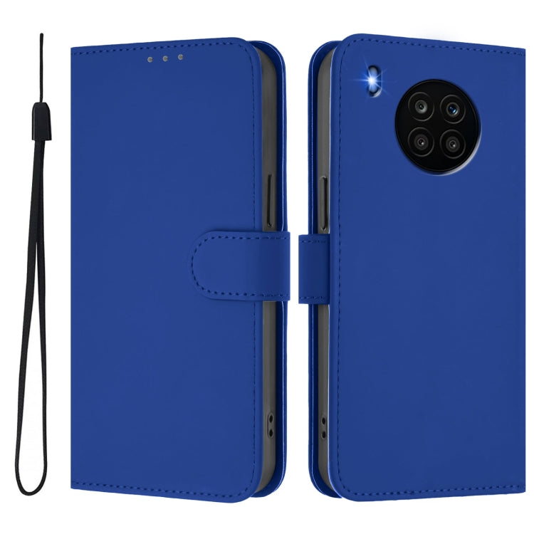 For Honor 50 Lite / Huawei nova 8i Skin Feel Solid Color Leather Phone Case with Lanyard