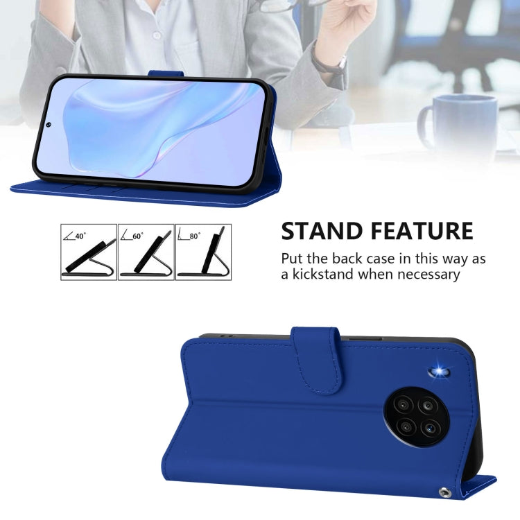 For Honor 50 Lite / Huawei nova 8i Skin Feel Solid Color Leather Phone Case with Lanyard