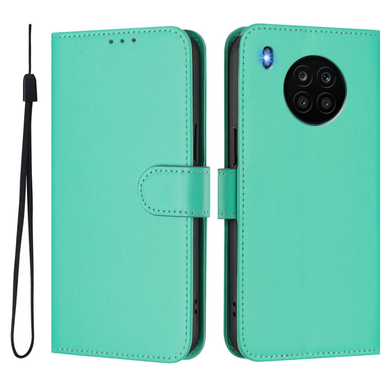 For Honor 50 Lite / Huawei nova 8i Skin Feel Solid Color Leather Phone Case with Lanyard