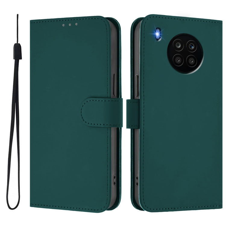 For Honor 50 Lite / Huawei nova 8i Skin Feel Solid Color Leather Phone Case with Lanyard