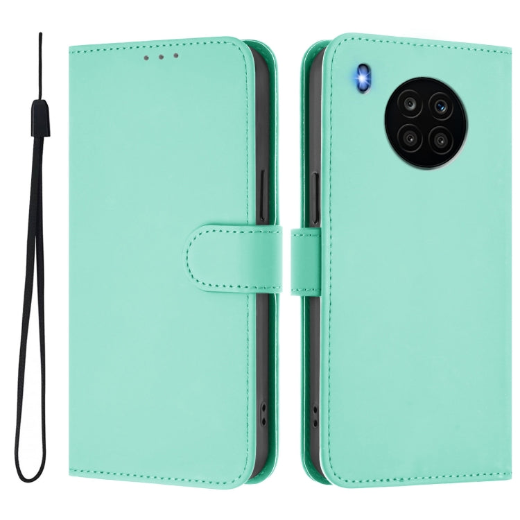 For Honor 50 Lite / Huawei nova 8i Skin Feel Solid Color Leather Phone Case with Lanyard