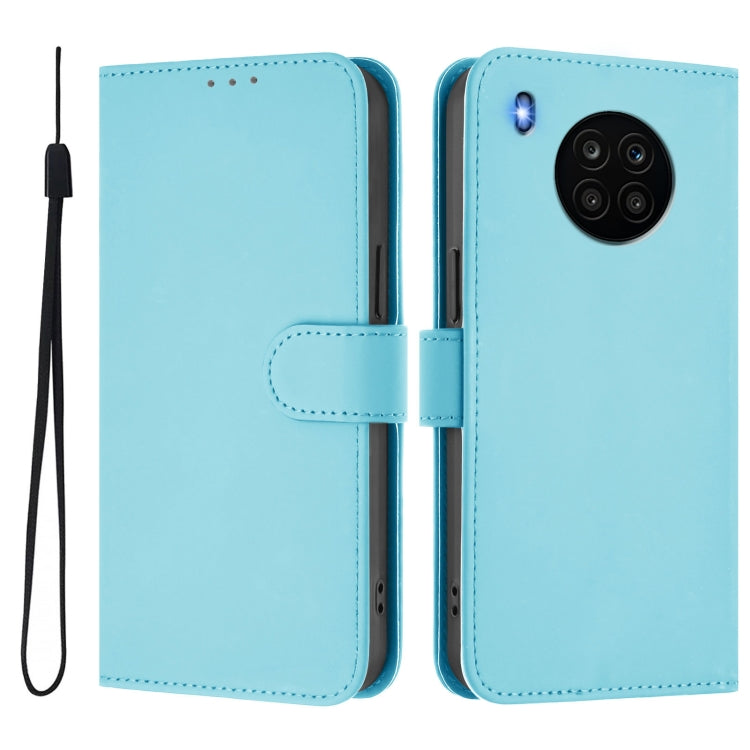 For Honor 50 Lite / Huawei nova 8i Skin Feel Solid Color Leather Phone Case with Lanyard