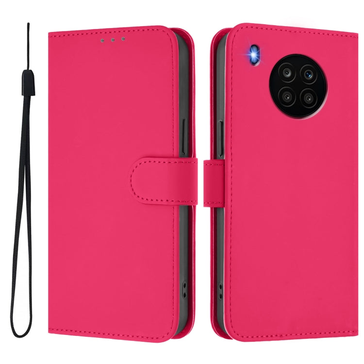 For Honor 50 Lite / Huawei nova 8i Skin Feel Solid Color Leather Phone Case with Lanyard
