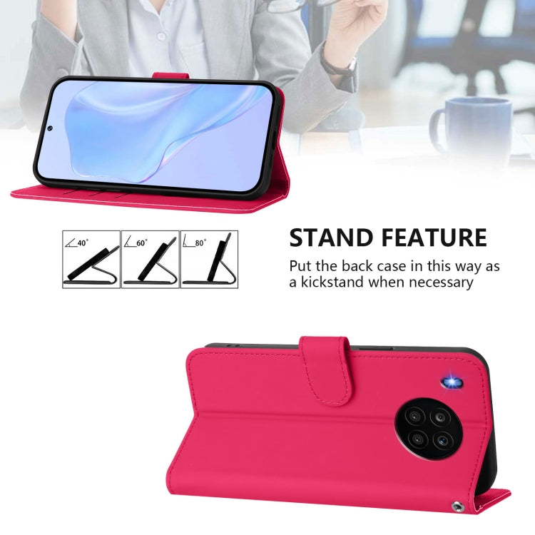 For Honor 50 Lite / Huawei nova 8i Skin Feel Solid Color Leather Phone Case with Lanyard