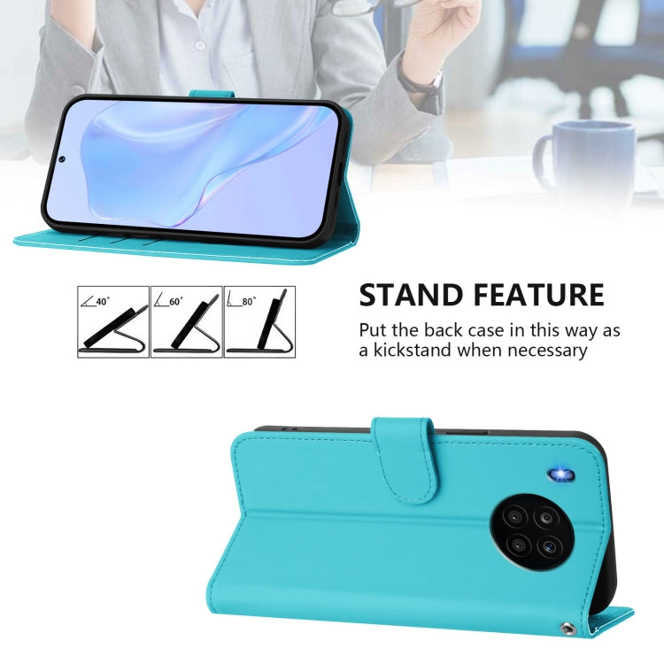 For Honor 50 Lite / Huawei nova 8i Skin Feel Solid Color Leather Phone Case with Lanyard