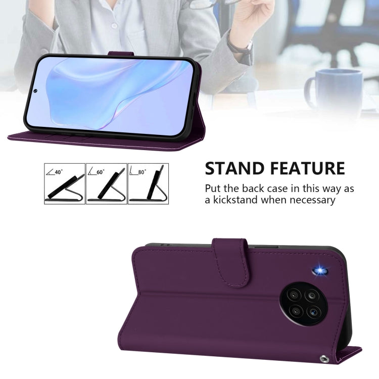 For Honor 50 Lite / Huawei nova 8i Skin Feel Solid Color Leather Phone Case with Lanyard