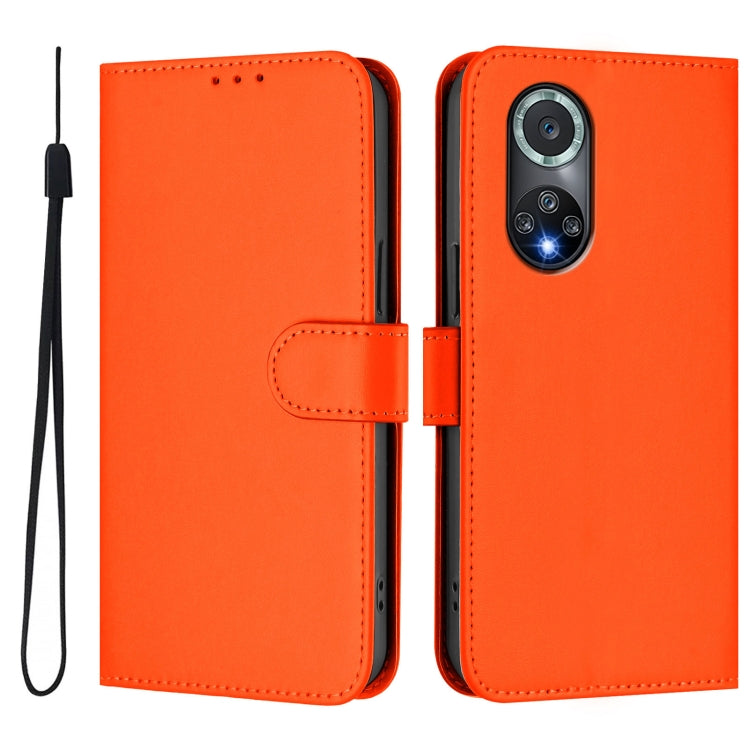 For Honor 50 Pro / Huawei nova 9 Pro Skin Feel Solid Color Leather Phone Case with Lanyard