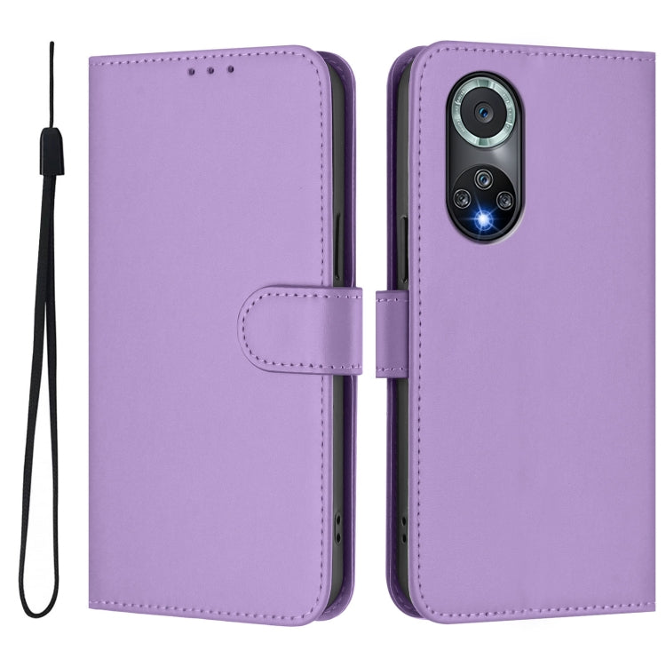 For Honor 50 Pro / Huawei nova 9 Pro Skin Feel Solid Color Leather Phone Case with Lanyard