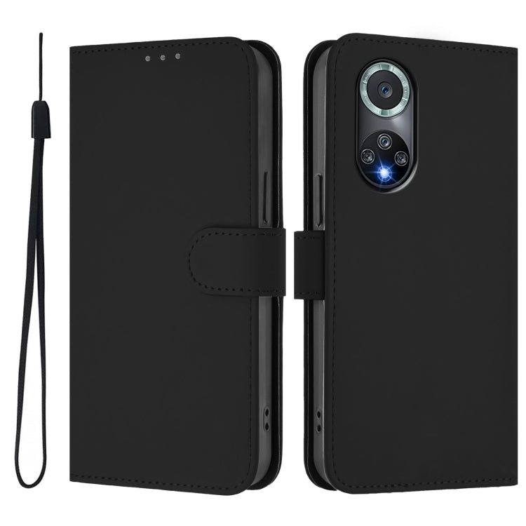 For Honor 50 Pro / Huawei nova 9 Pro Skin Feel Solid Color Leather Phone Case with Lanyard
