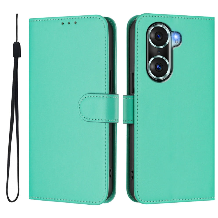 For Honor 60 Pro Skin Feel Solid Color Leather Phone Case with Lanyard