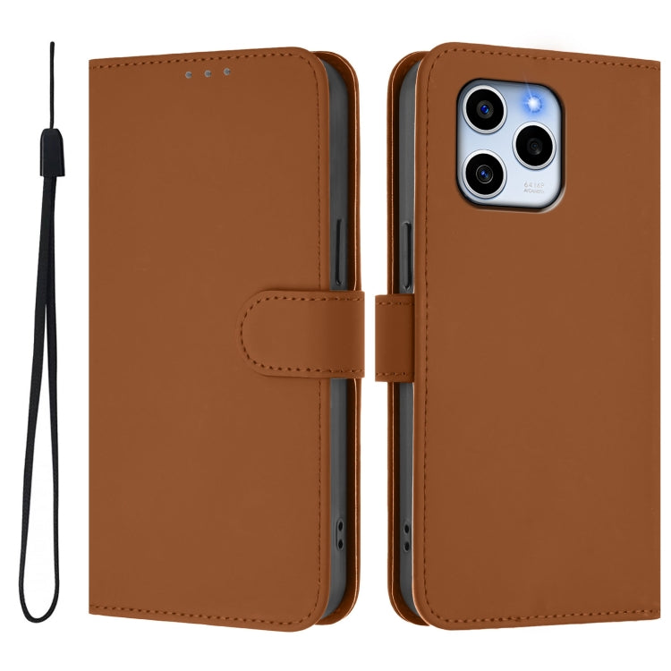 For Honor 60 SE Skin Feel Solid Color Leather Phone Case with Lanyard