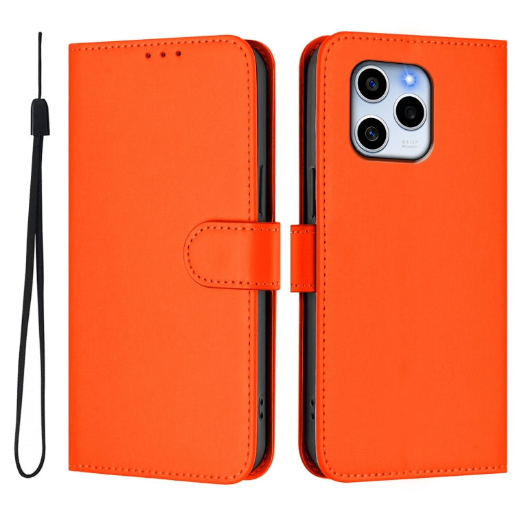 For Honor 60 SE Skin Feel Solid Color Leather Phone Case with Lanyard