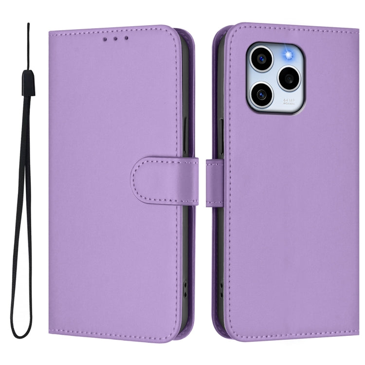 For Honor 60 SE Skin Feel Solid Color Leather Phone Case with Lanyard