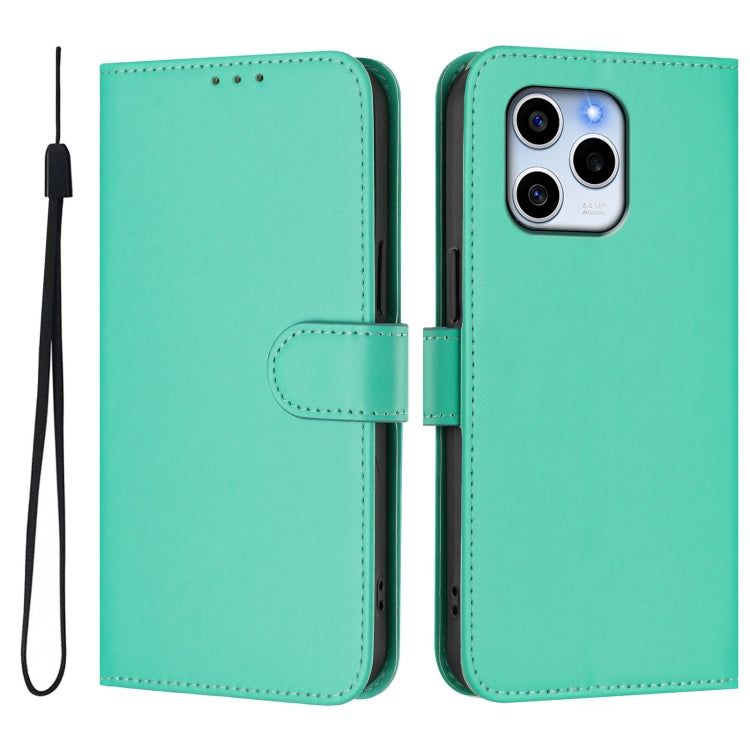 For Honor 60 SE Skin Feel Solid Color Leather Phone Case with Lanyard