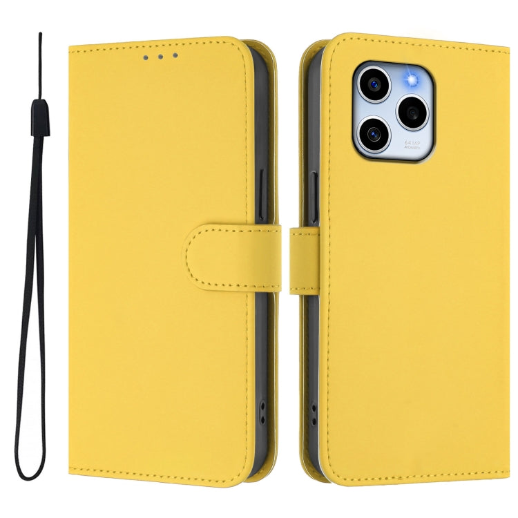 For Honor 60 SE Skin Feel Solid Color Leather Phone Case with Lanyard