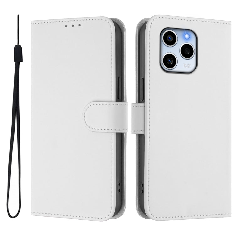 For Honor 60 SE Skin Feel Solid Color Leather Phone Case with Lanyard
