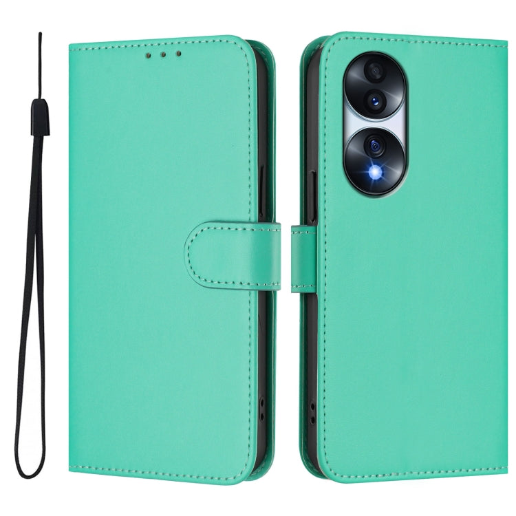 For Honor 70 Pro Skin Feel Solid Color Leather Phone Case with Lanyard