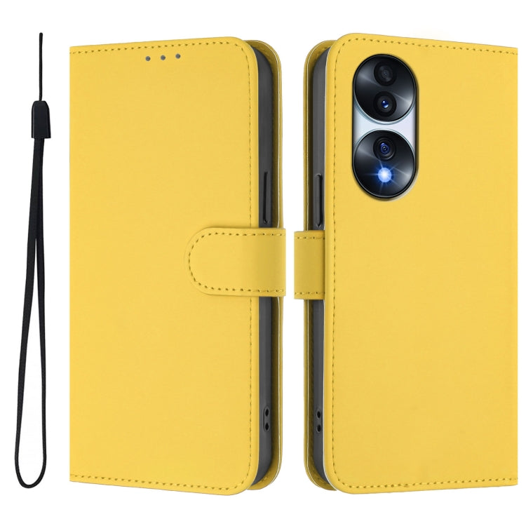 For Honor 70 Pro Skin Feel Solid Color Leather Phone Case with Lanyard