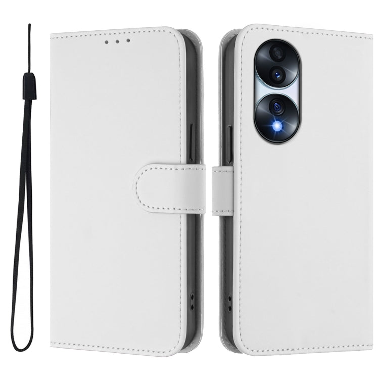For Honor 70 Pro Skin Feel Solid Color Leather Phone Case with Lanyard