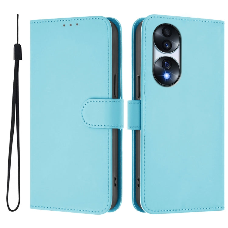 For Honor 70 Pro Skin Feel Solid Color Leather Phone Case with Lanyard