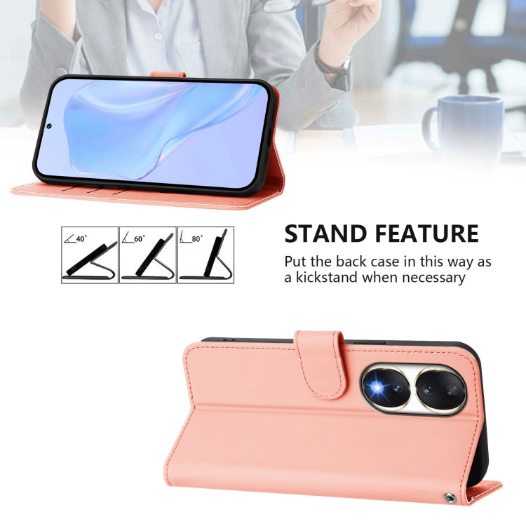 For Honor 90 Skin Feel Solid Color Leather Phone Case with Lanyard