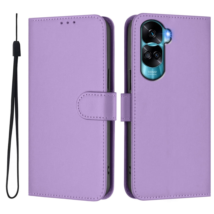 For Honor 90 Lite / X50i Skin Feel Solid Color Leather Phone Case with Lanyard