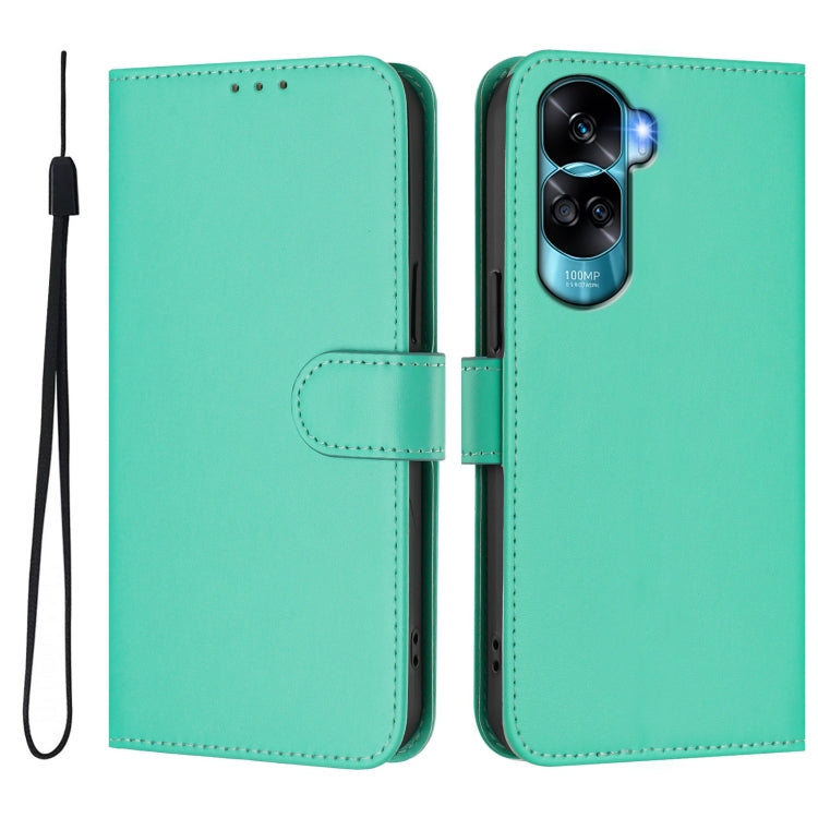 For Honor 90 Lite / X50i Skin Feel Solid Color Leather Phone Case with Lanyard