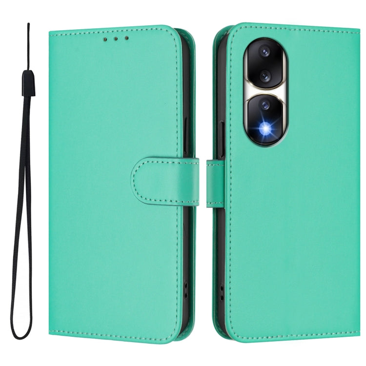 For Honor 90 Pro Skin Feel Solid Color Leather Phone Case with Lanyard