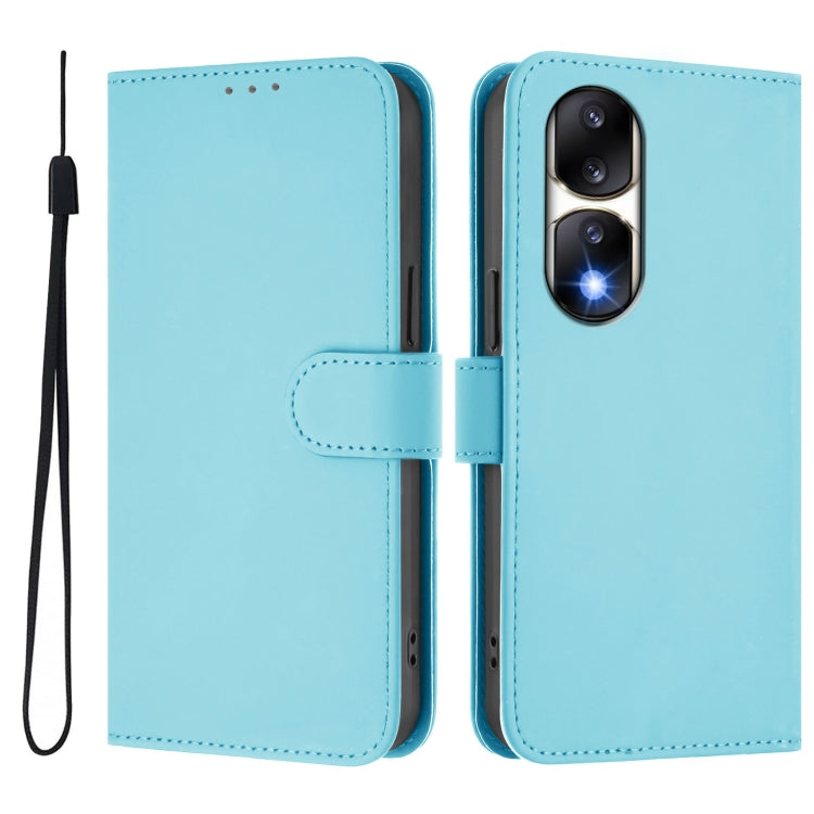 For Honor 90 Pro Skin Feel Solid Color Leather Phone Case with Lanyard