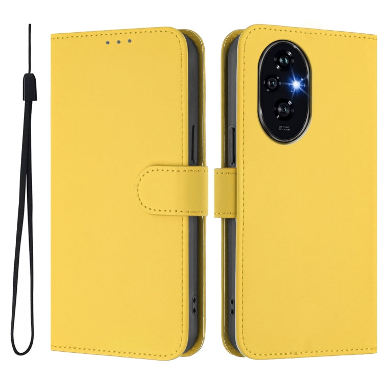 For Honor 200 Pro Skin Feel Solid Color Leather Phone Case with Lanyard