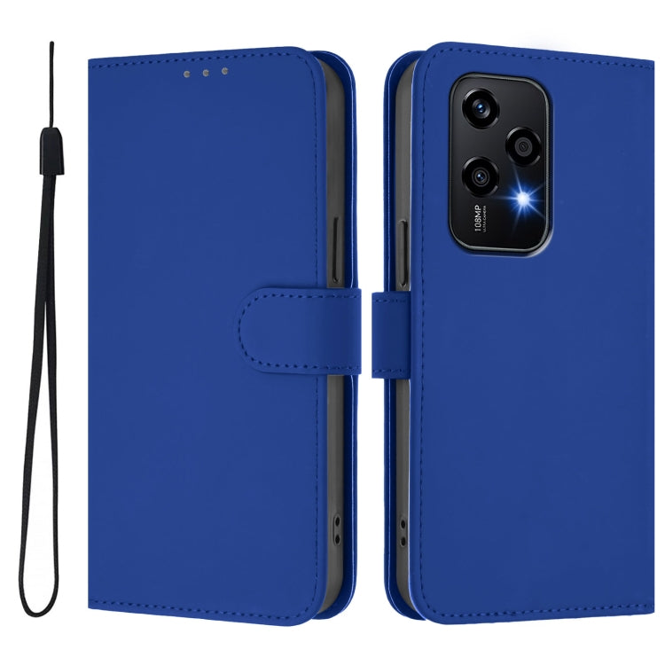 For Honor 200 Lite Global Skin Feel Solid Color Leather Phone Case with Lanyard