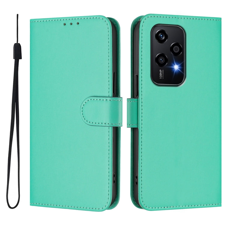 For Honor 200 Lite Global Skin Feel Solid Color Leather Phone Case with Lanyard