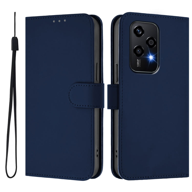 For Honor 200 Lite Global Skin Feel Solid Color Leather Phone Case with Lanyard
