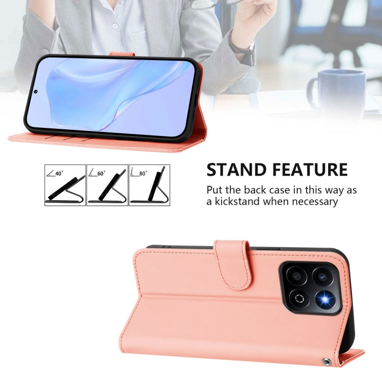 For Honor 200 Smart Skin Feel Solid Color Leather Phone Case with Lanyard
