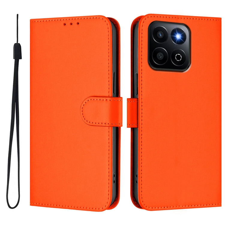 For Honor 200 Smart Skin Feel Solid Color Leather Phone Case with Lanyard